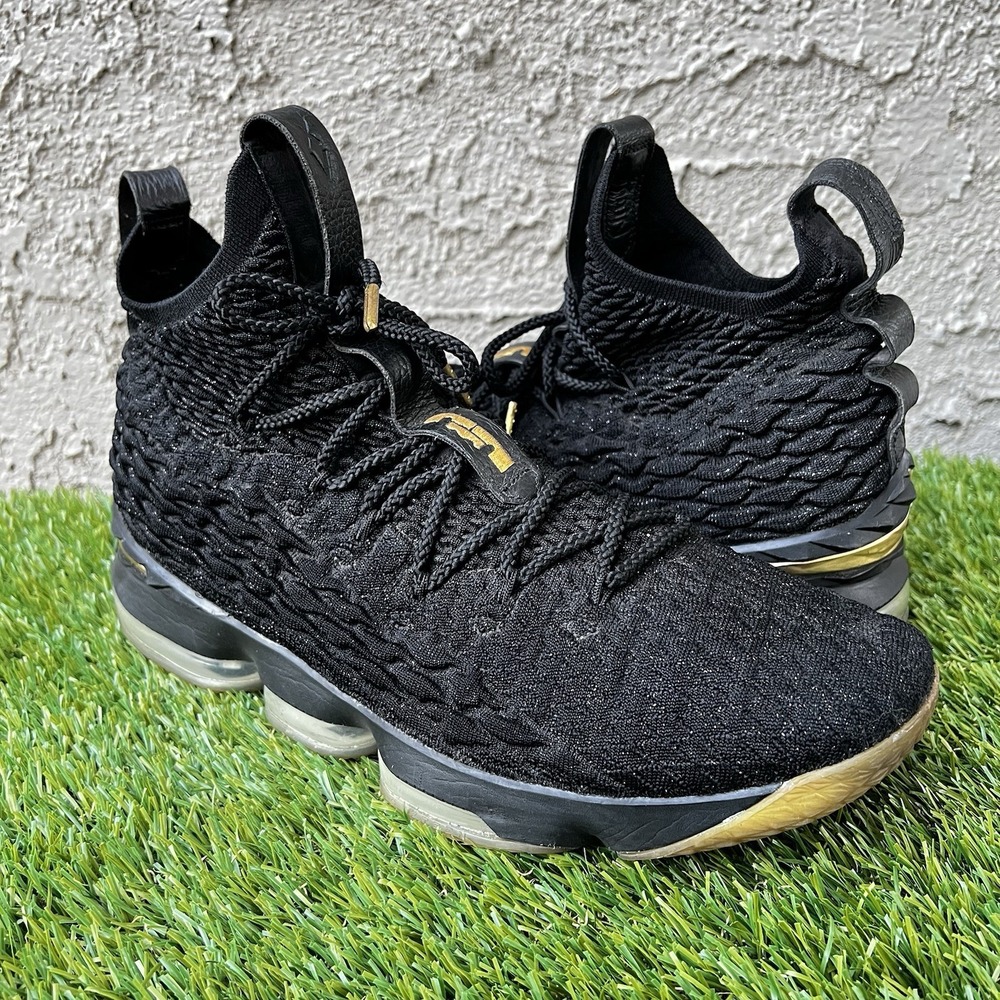 Nike Shoes Men Size 13 LeBron 15 XV Metallic Gold Black Basketball No Insoles